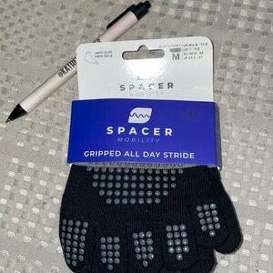 SPACER Black/GrayToe Mobility Gripped All Day Stride Arch support Ankle Socks M